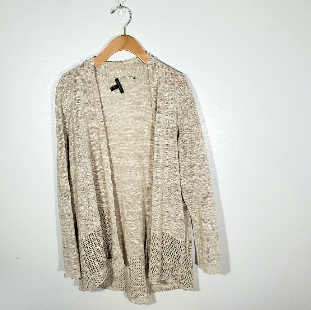 Eileen Fisher Beige Knit Open Cardigan Sz M